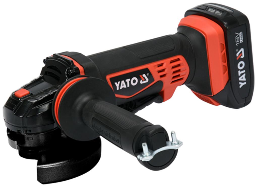 Yato YT-82826 Cordless Angle Grinder 18V Kit 125 mm|Angle Grinder Machine|Angle Grinder with battery|Angle Grinder with side handles|Power Tools|Home Tools Kit Set, black and red