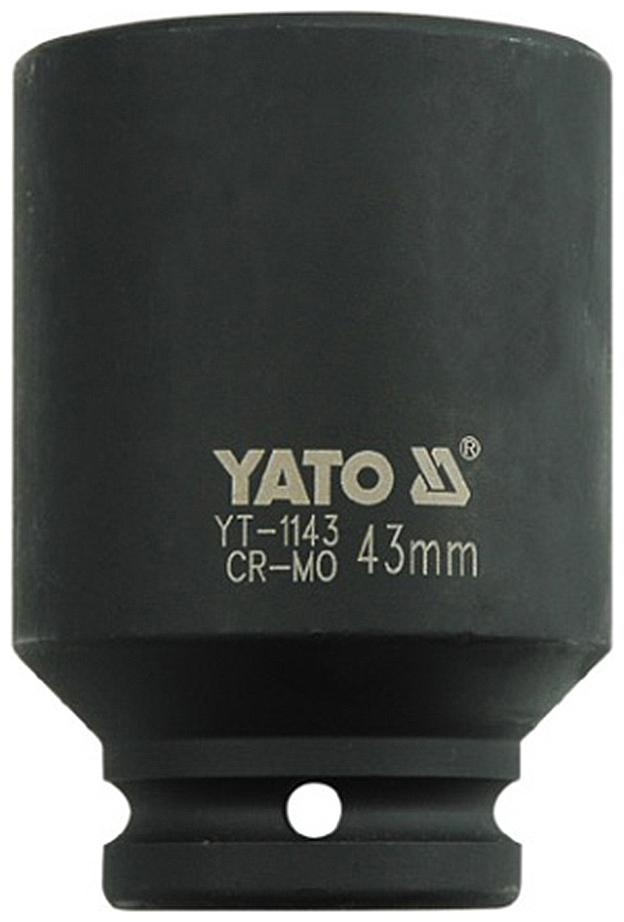 

Yato YT-1143 Cold Forged CrMo 3 4 inch Drive Black Phosphated Surface Hexagonal Deep Impact Socket-43mm Socket Set (Pack of 1)