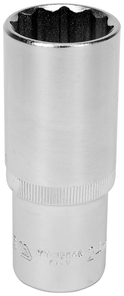 

YATO YT-12946 1 2 inch Drive Bihexagonal Chrome Finish Socket with Size 24mm and symbol 50BV30 Die forged and calibrated prior to the Hardening process Socket Set (Pack of 1)