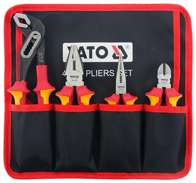 Yato YT-39621 4Pcs VDE Pliers Set| Plier for Home |Piler Tools|Electrical Plier|Combination Piler|Cutting Plier|Pliers Set|Power Tools|Industrial Tools|Home Tools|Furniture|Carpenter