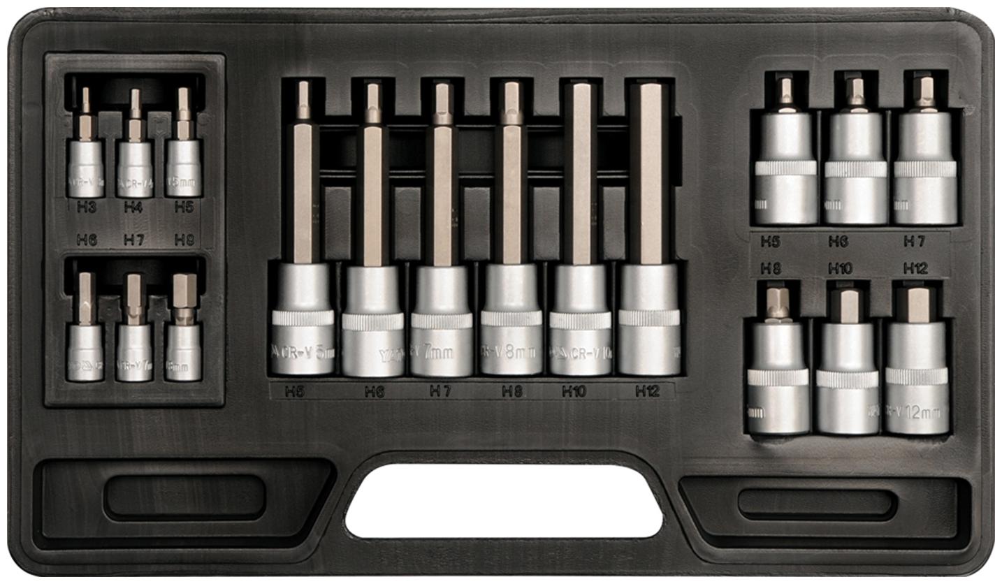 

Yato YT-7752 Bit Socket Set 18pcs Hex 3-12mm
