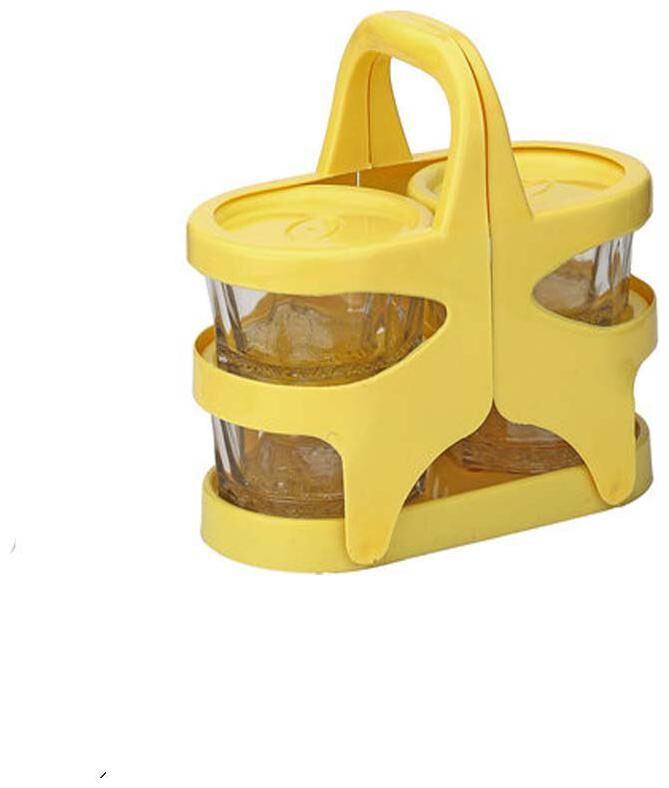 

Yellow New Design Style Easy Carry Glass Plastic Picnic Tiffin