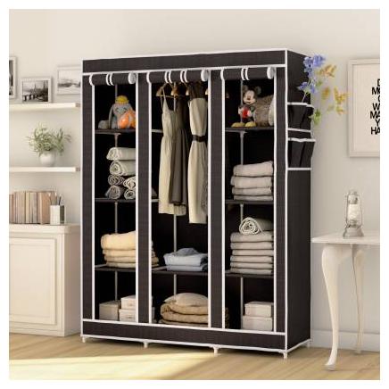 

Yiwu Store Perfect Homes Studio 3 Door 10 Shelf PP Collapsible Wardrobe (Finish Color - Chocolate Brown)