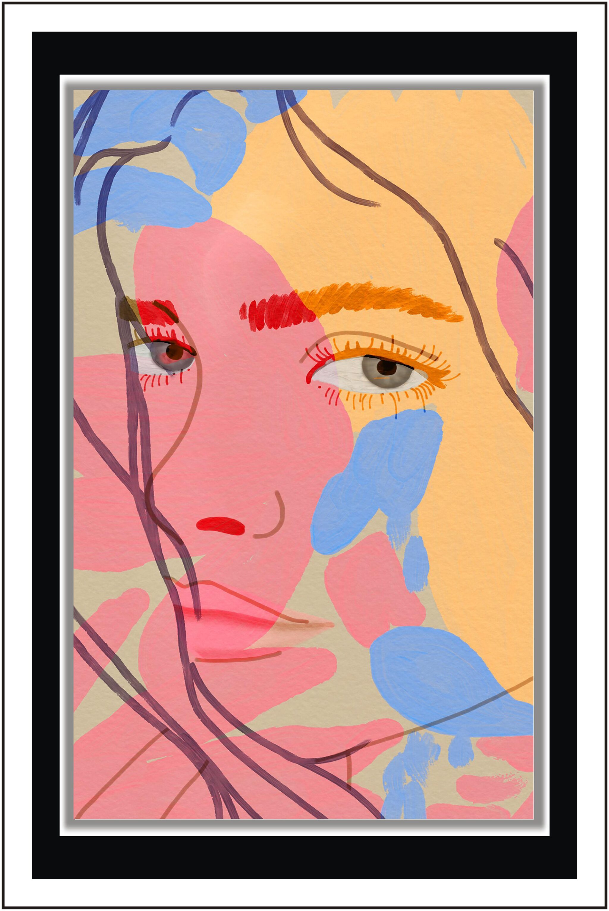

Yogine Abstract girl - Paper Poster Wall Sticker Print Decor Print - Unframed Rolled -12 inches x 18 inches