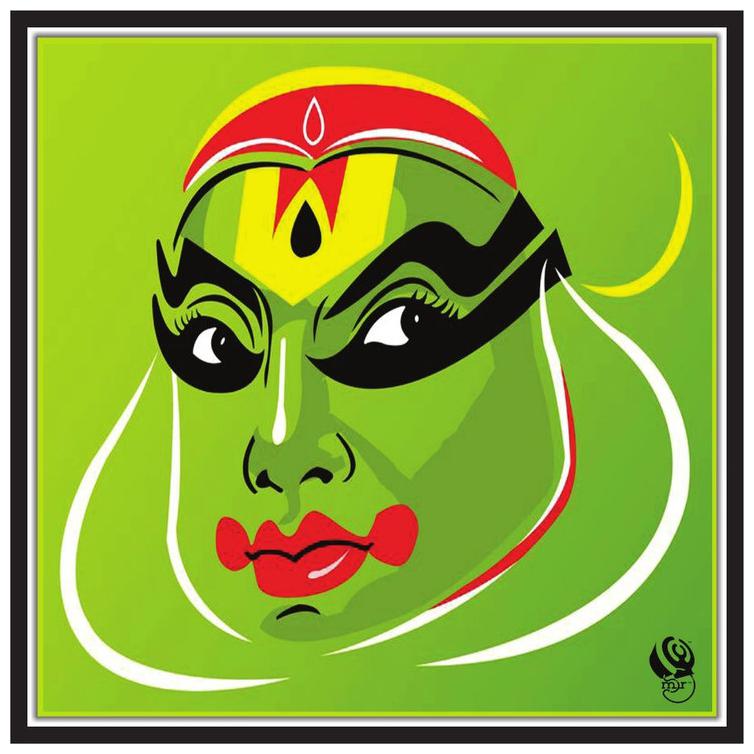

Yogine Beautiful Modern Art Bharatnatyam Artist Face Painting Self Adhesive Unframed Rolled Sticker Gift For Festivals Occasions Size -12 in x 12 in Green