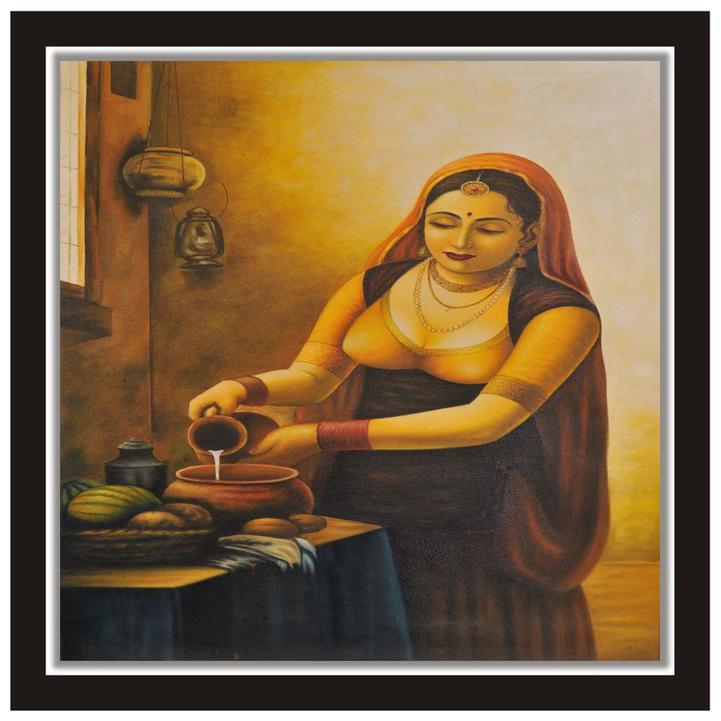 

Yogine Beautiful Rajasthani Cultural Art Self Adhesive Painting Poster For Wall Unframed Rolled Sticker Size -12 in x 12 in Multicolour
