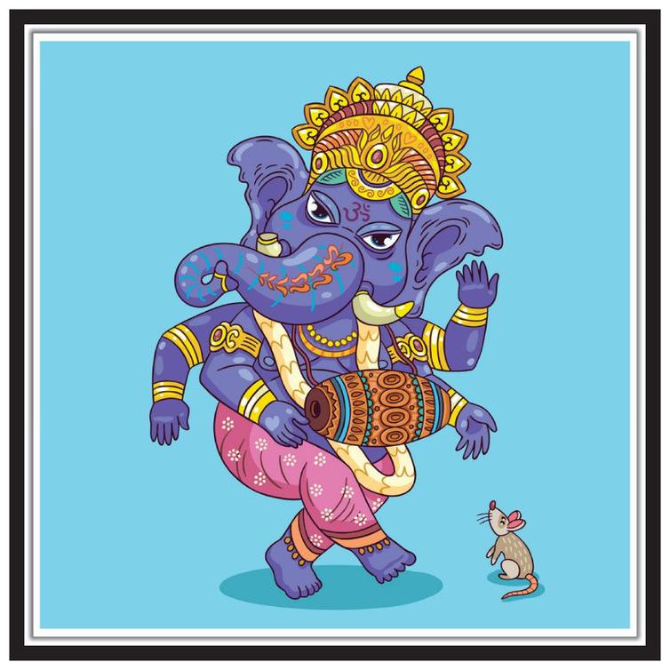 

Yogine Beautiful Modern Art Lord Ganesha Painting Self Adhesive Unframed Rolled Sticker Gift For Festivals Occasions Size -12 in x 12 in Sky Blue