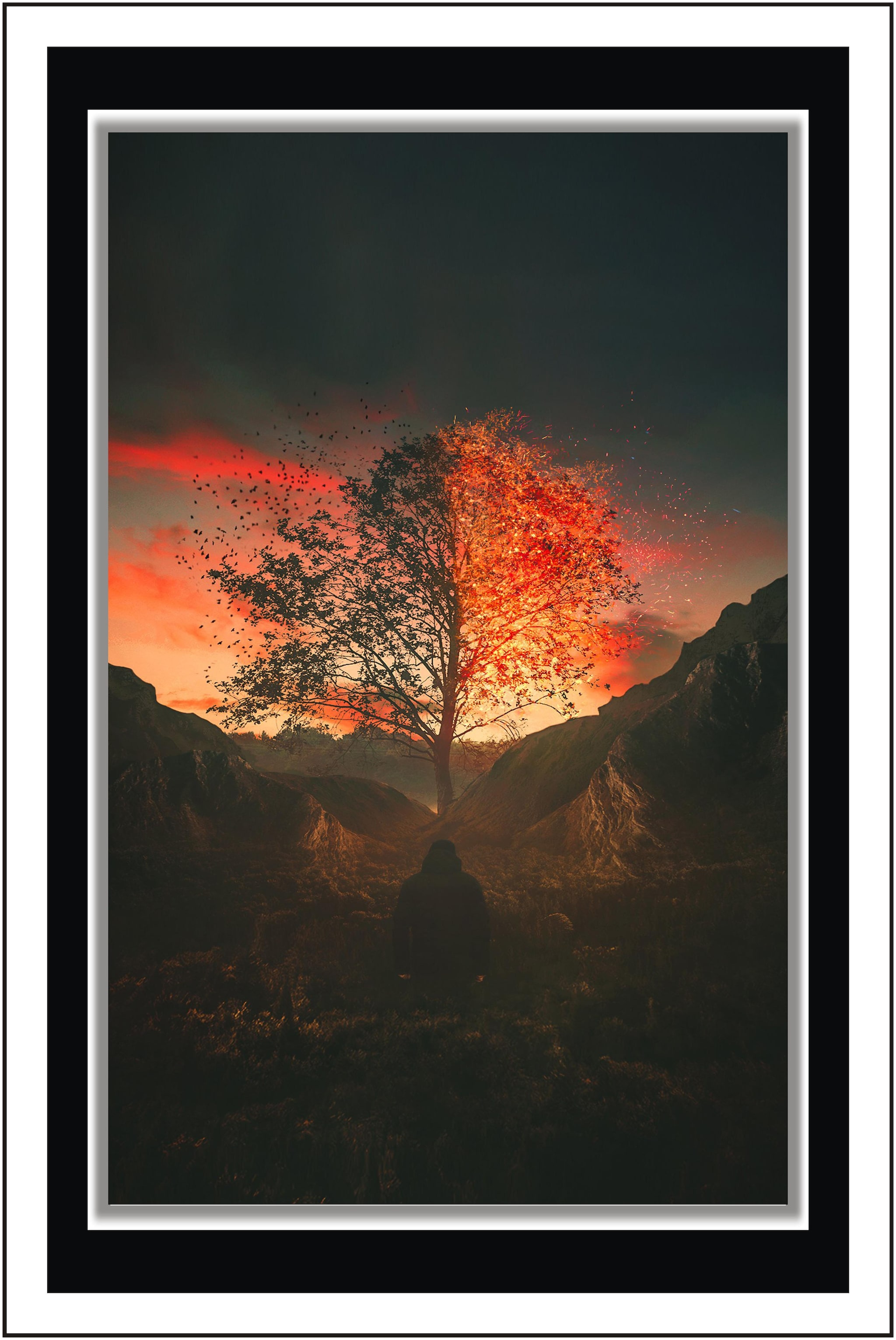

Yogine Burning like a phoenix - Paper Poster Wall Sticker Print Decor Print - Unframed Rolled -12 inches x 18 inches