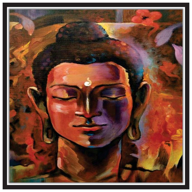 

Yogine Gautam Buddh Peaceful Painting Self Adhesive Unframed Rolled Sticker Size -12 in x 12 in Brown