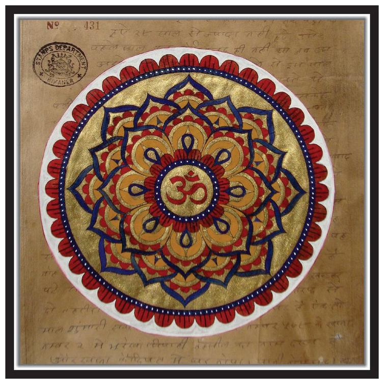 

Yogine Idol Om Symbol Traditional Mandala Art For Temple Size -12 in x 12 in Golden