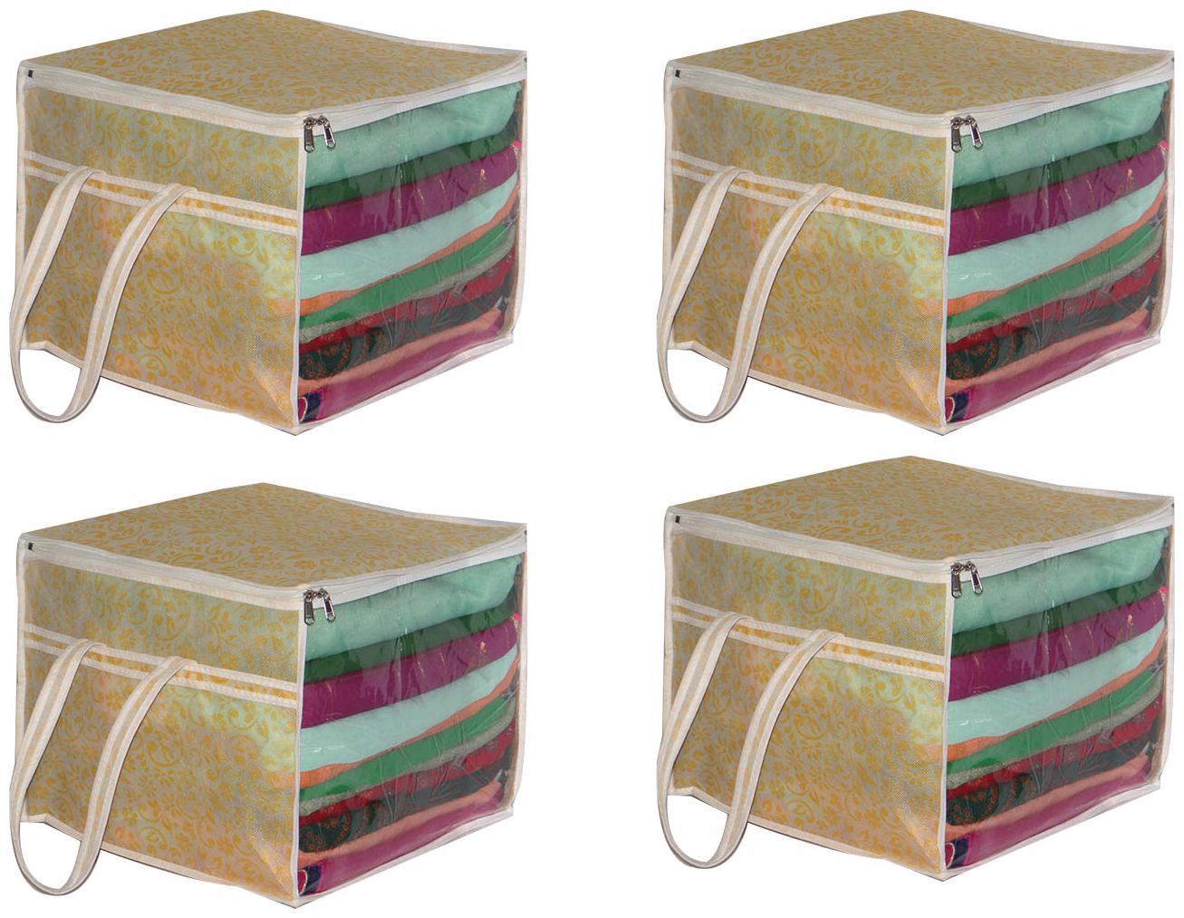 

Yogine International Designer Non Woven Yellow Flower Saree Cover Box Set 4