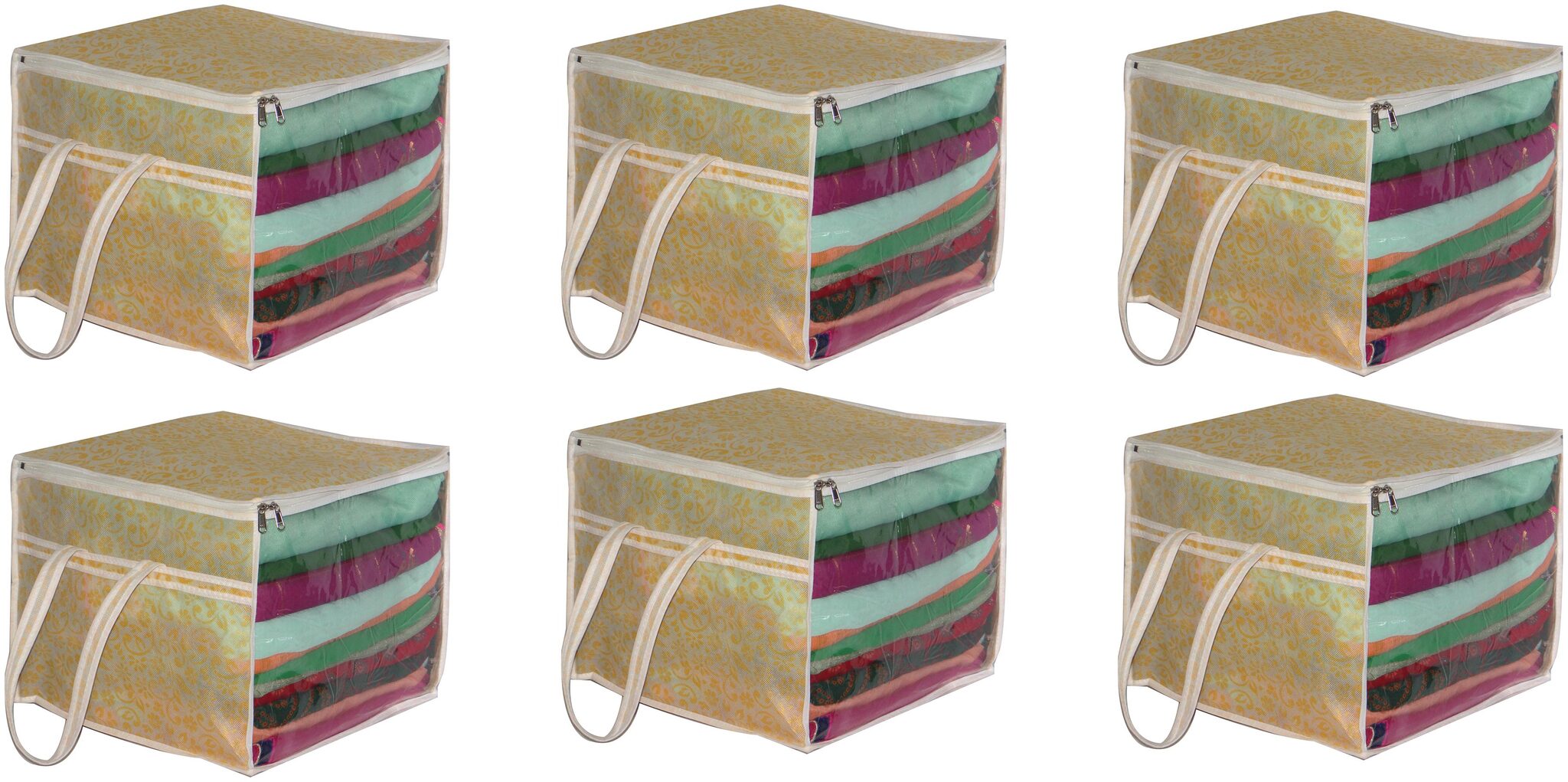 

Yogine International Designer Non Woven Yellow Flower Saree Cover Box Set 6