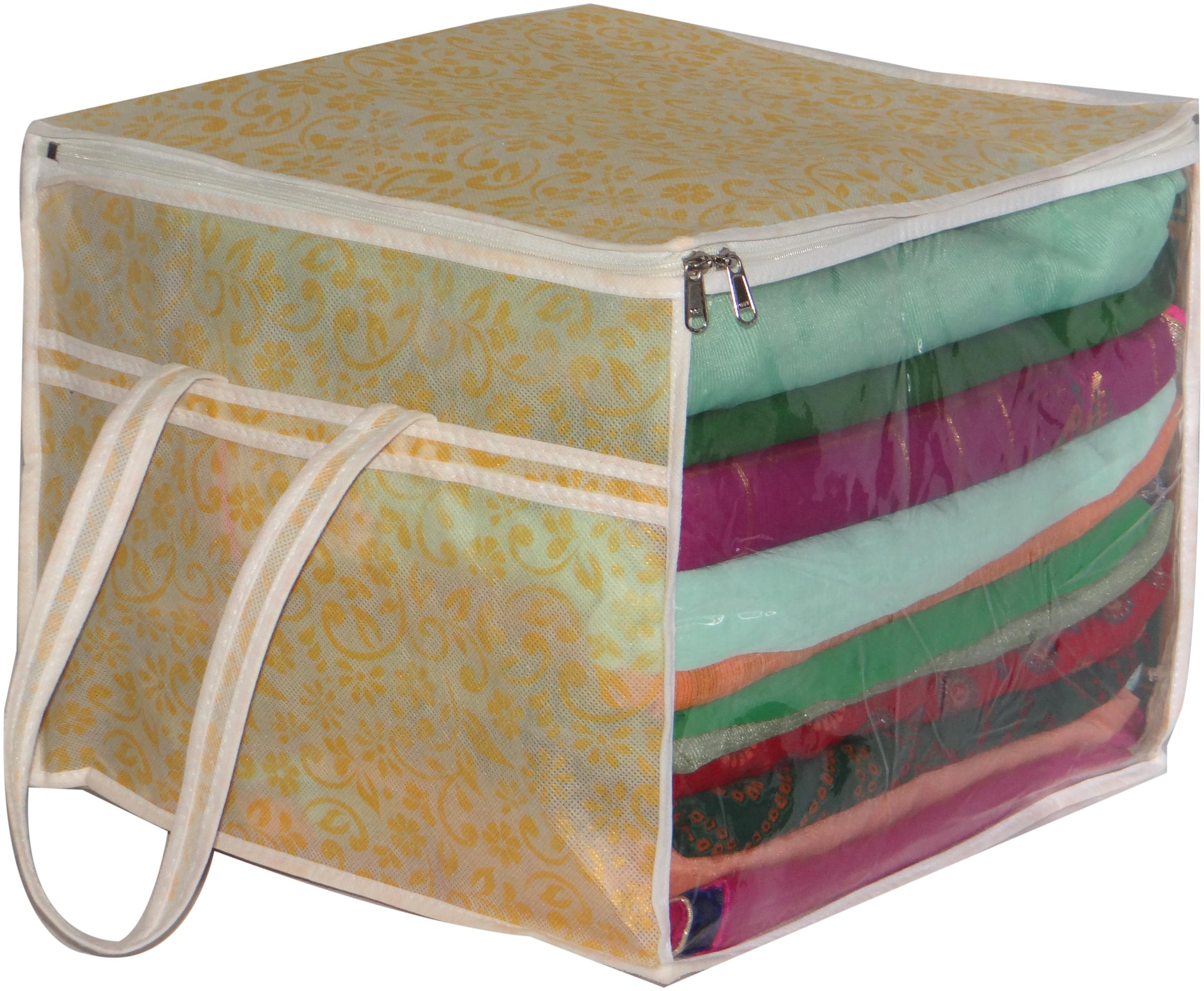 

Yogine International Designer Non Woven Yellow Flower Saree Cover Box Set 1