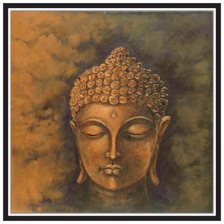 

Yogine Modern Art Gautam Buddh In Meditating Peaceful Pose Painting Self Adhesive Unframed Rolled Sticker Size -12 in x 12 in Brown