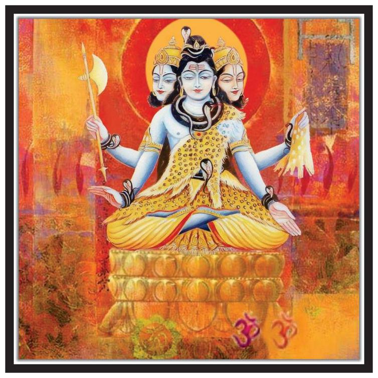 

Yogine Modern Art Painting Of 3 Face Lord Shiva Beautiful Decor Piece