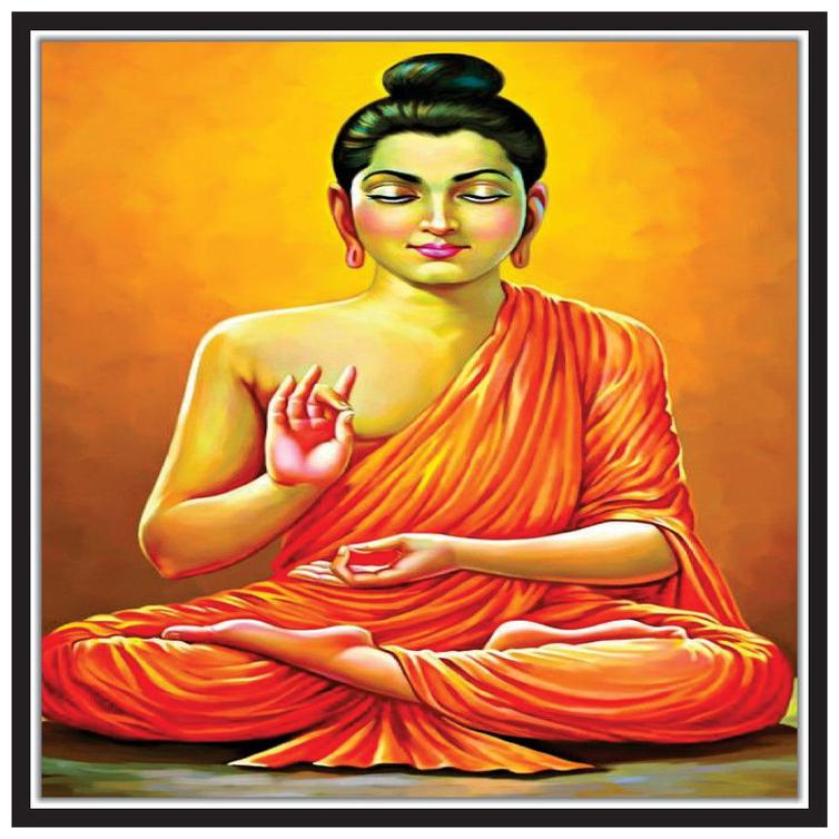 

Yogine Modern Art Gautam Buddh In Meditating Peaceful Sitting Pose Painting Self Adhesive Unframed Rolled Sticker Size -12 in x 12 in Brown