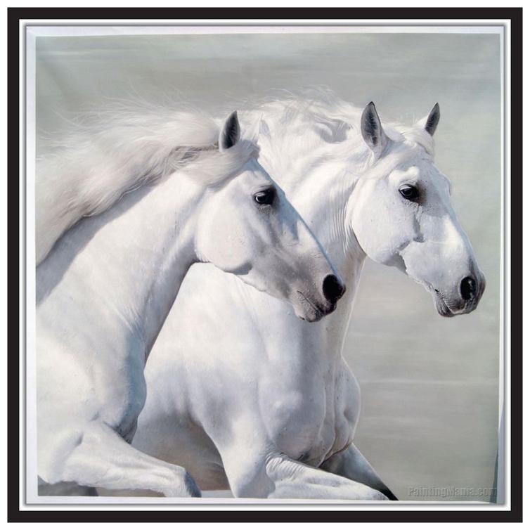 

Yogine Of White Horses Running Size -12 in x 12 in White