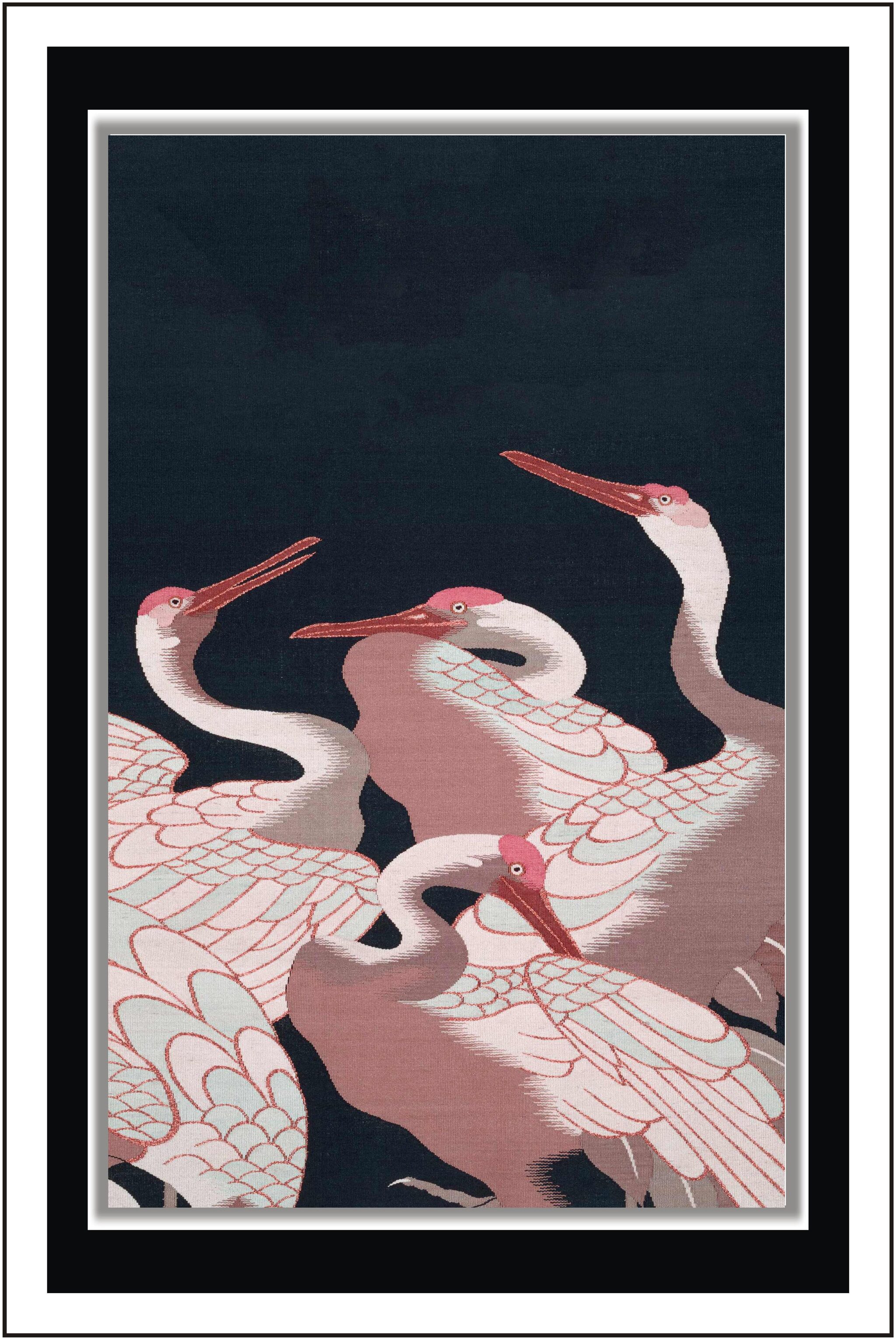 

Yogine Oriental flamingos - Paper Poster Wall Sticker Print Decor Print - Unframed Rolled -12 inches x 18 inches