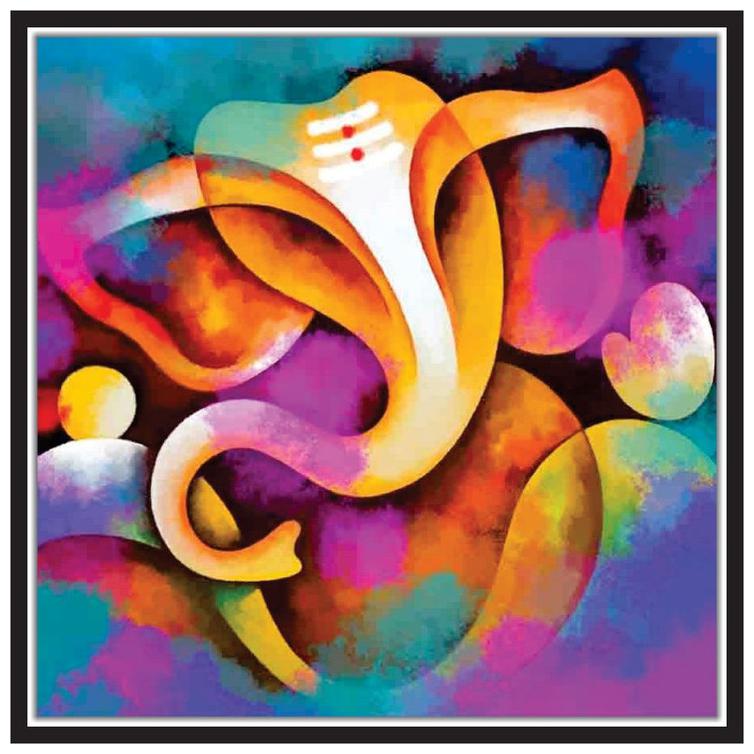 

Yogine Paper Poster Wall Sticker Print Decor Print Lord Ganesha Size -12 in x 12 in Multicolour