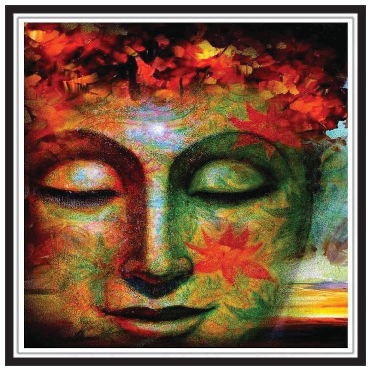 

Yogine Paper Poster Wall Sticker Print Decor Print Gautam Buddh In Meditating Peaceful Pose Size -12 in x 12 in Brown