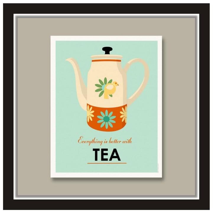 

Yogine Tea Related Written Quote Poster Unframed Rolled ker Wall Decor Size -12 in x 12 in Grey
