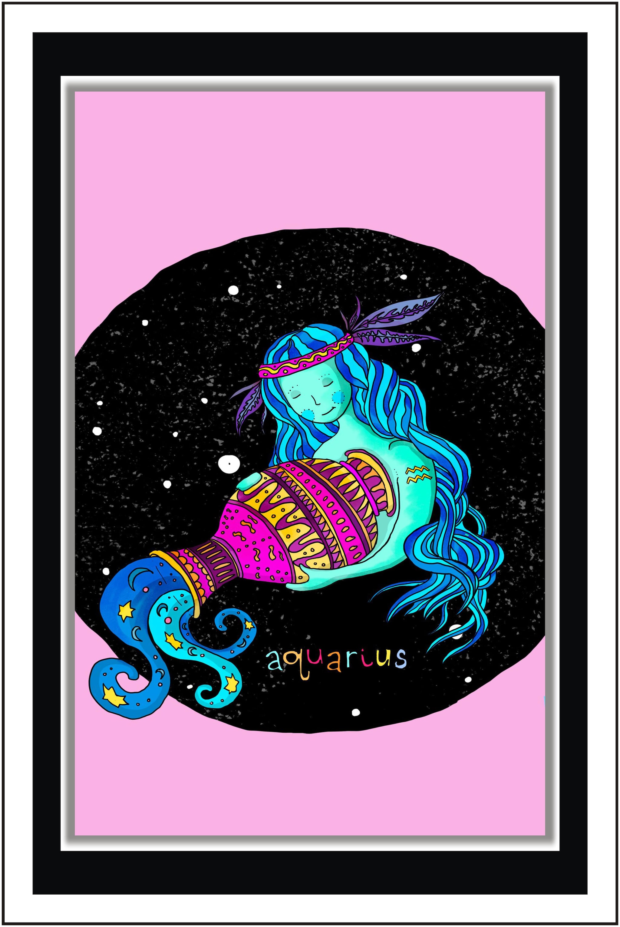 

Yogine Zodiac series2 aquarius - Paper Poster Wall Sticker Print Decor Print - Unframed Rolled -12 inches x 18 inches