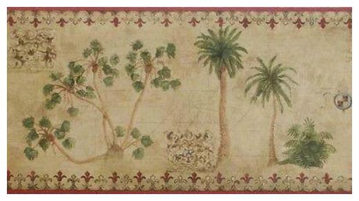 

York Tropical Vintage Palm Tree (red) Wallpaper Border - TG2130B