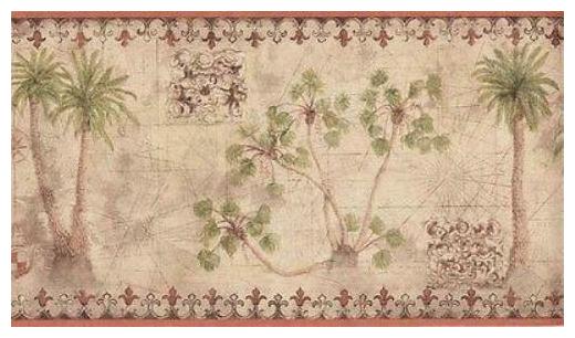 

York Tropical Vintage Palm Tree (coral) Wallpaper Border - TG2132B