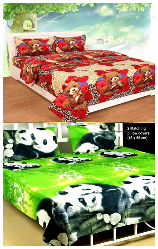 

ZDECOR Microfiber 3D Printed Double Size Bedsheet 120 TC ( 1 Bedsheet With 2 Pillow Covers Multi )