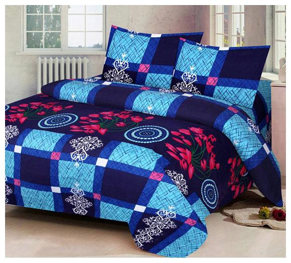 

ZDECOR Microfiber 3D Printed Double Size Bedsheet 120 TC ( 1 Bedsheet With 2 Pillow Covers Multi )