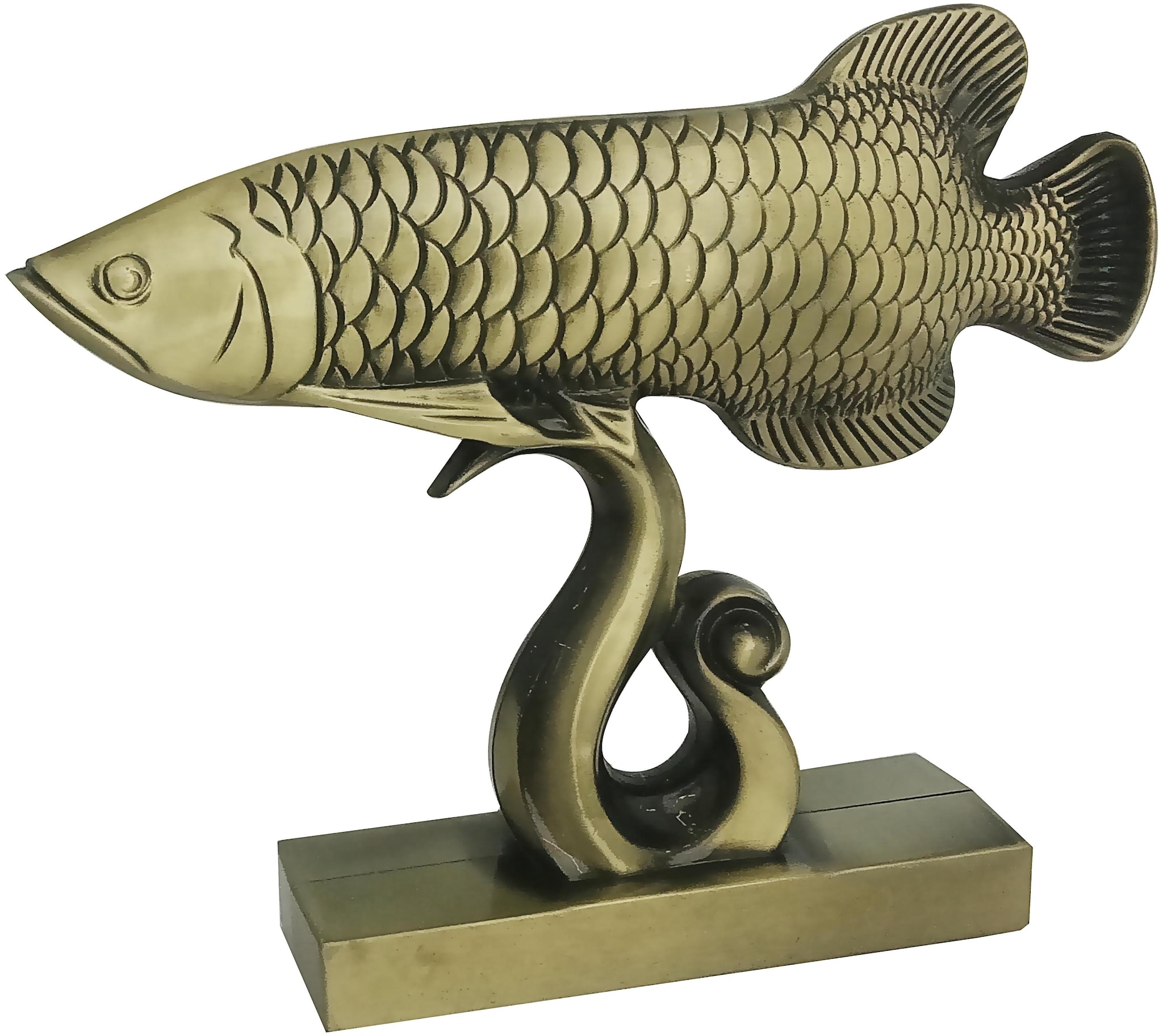 

Zahab Feng Shui Arowana Fish Strong Wealth Symbol Protects from Mishaps Troubles Metal showpiece for Home Decor