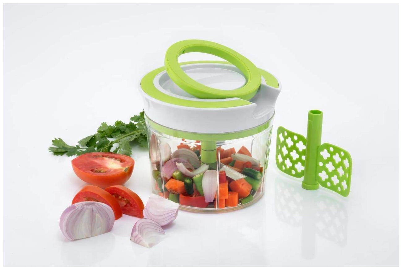 

Zaro International 3 Stainless Steel Vegetable Chopper 450ml (Green White)