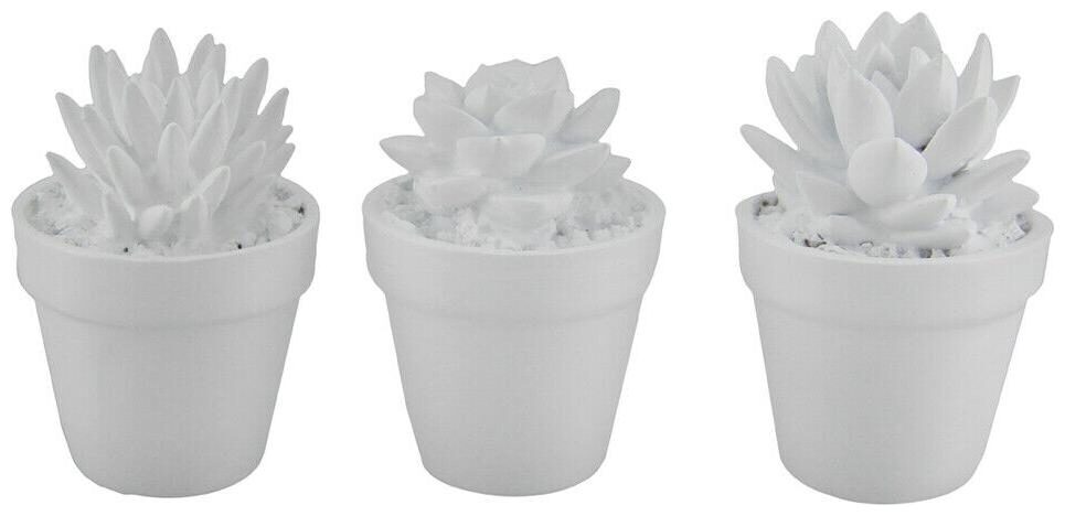 

Zeckos Bright White 3 Piece Artificial Mini Potted Succulent Plant Set