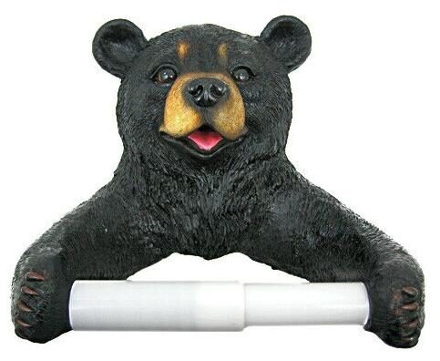 

Zeckos Cute Black Bear Cub Toilet Paper Roll Holder Nature
