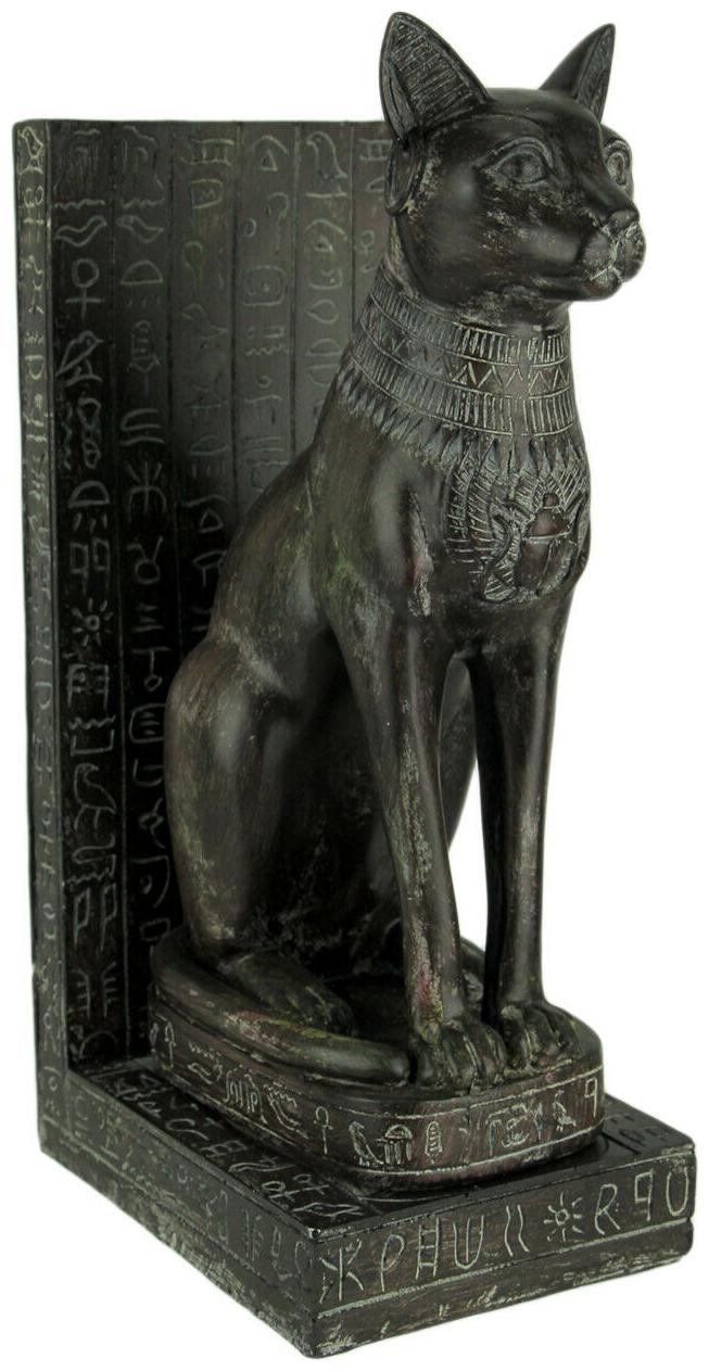 

Zeckos Dark Green Stone Finish Egyptian Cat Goddess Bastet Bookend Statue