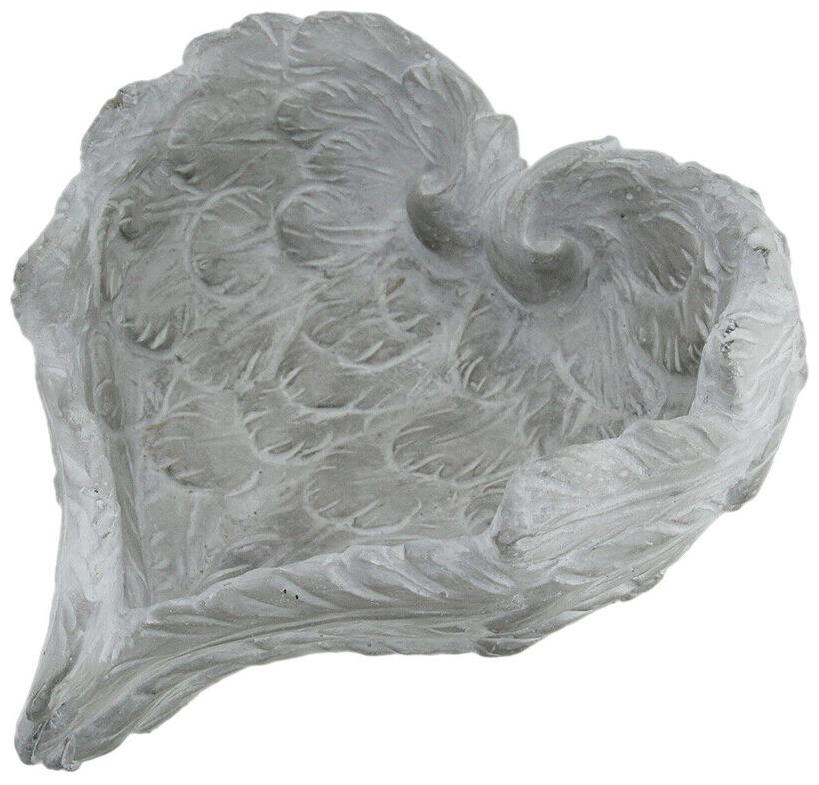 

Zeckos Decorative Heart Shaped Cement Angel Wings Bowl