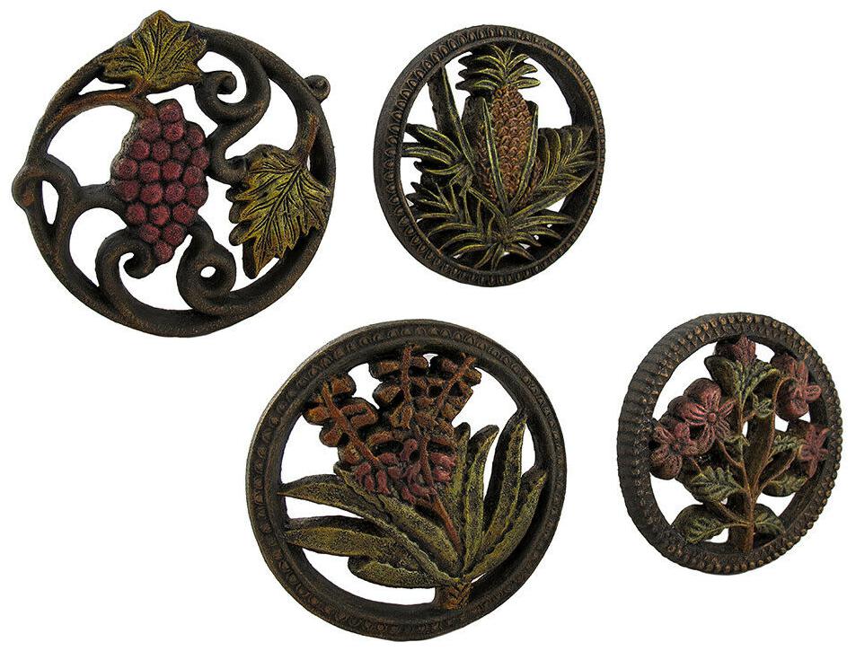 

Zeckos Fruits and Flowers Medley Decorative Wall Hanging Plaques Set of 4