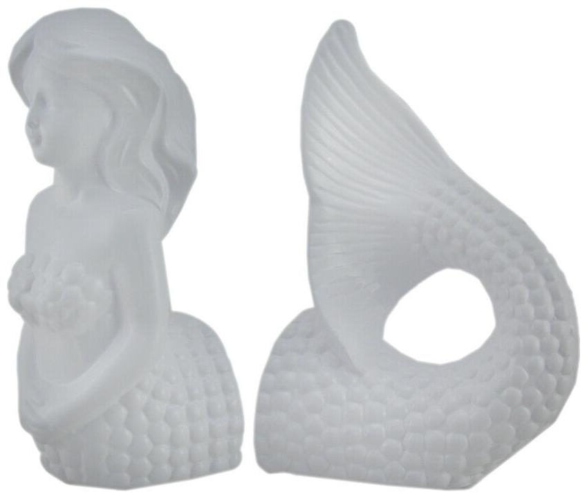 

Zeckos Glossy White Mermaid Top and Tail Bookends Set of 2