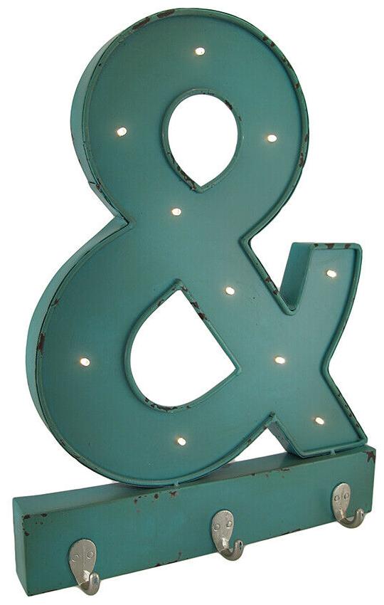 

Zeckos Metal LED Blue Ampersand Wall Hanging w Hooks