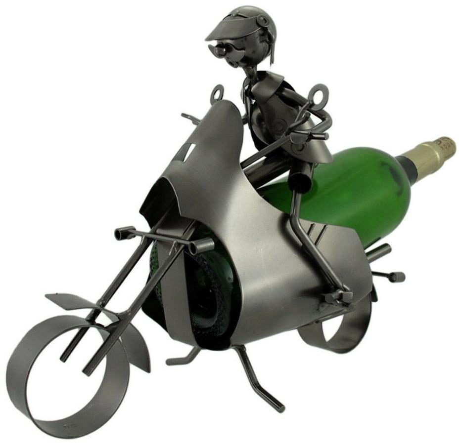 

Zeckos Motorcyclist Metal Sculpture Wine Bottle Display