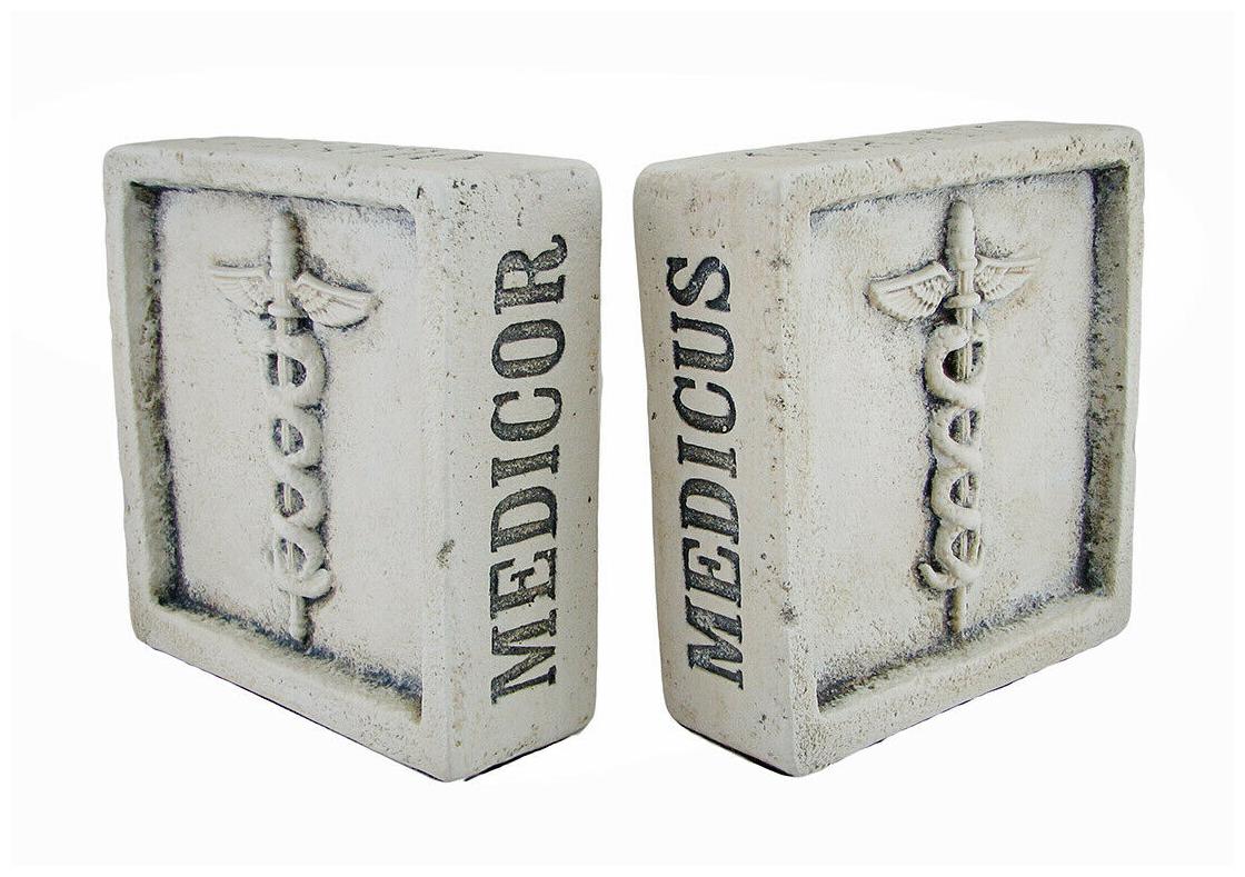 

Zeckos Museum White Latin Medical Terms Caduceus Symbol Cement Bookends