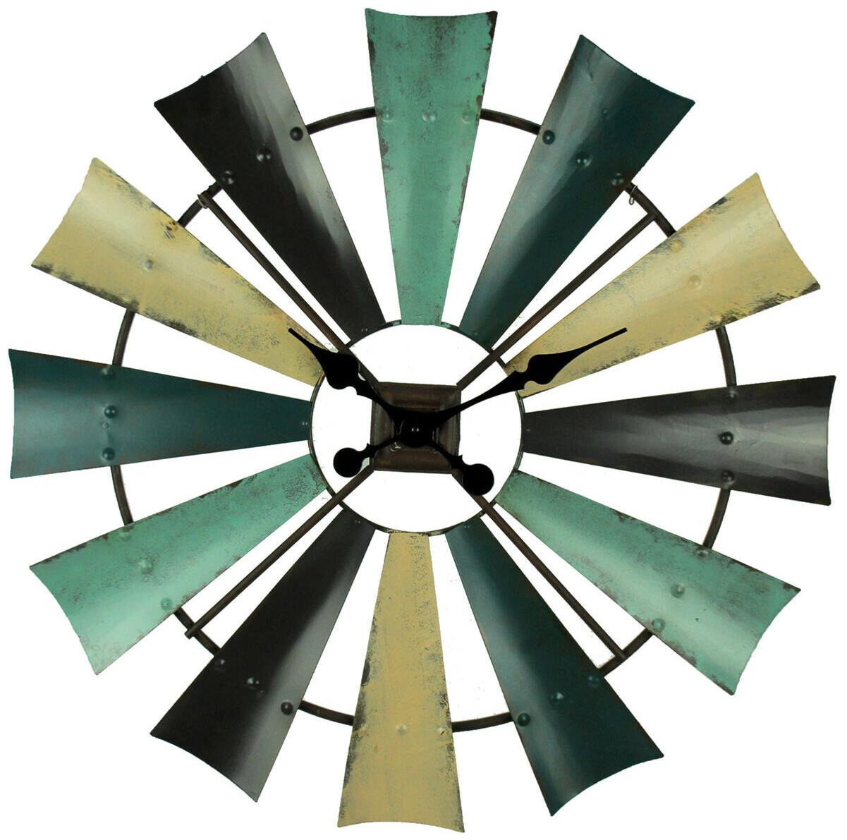 

Zeckos Rustic Colored Metal Farmhouse Windmill Wall Clock
