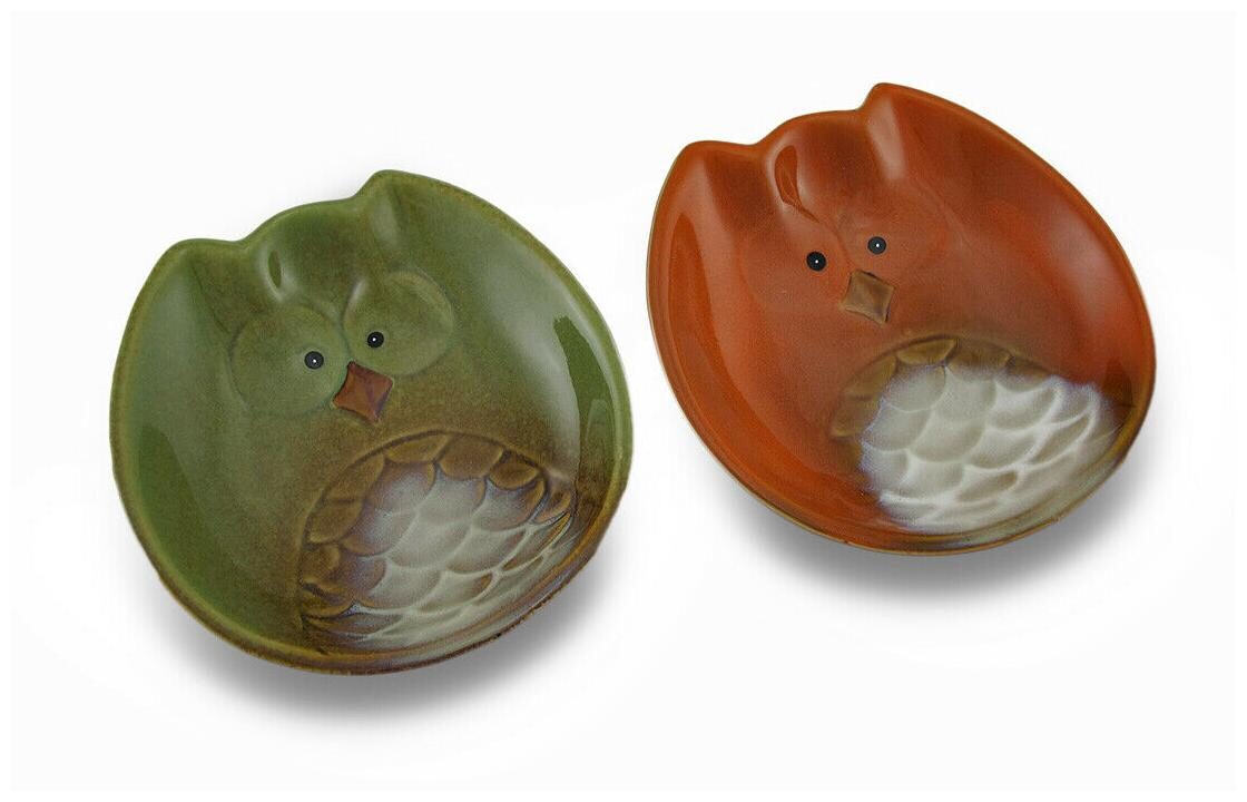 

Zeckos Set of 2 Harvest Owl Ceramic 5 1 2 Inch Diameter Dessert Dishes