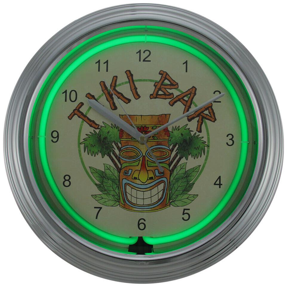 

Zeckos Tiki Bar 14 3 4 Inch Diameter Neon Wall Clock Home Bar