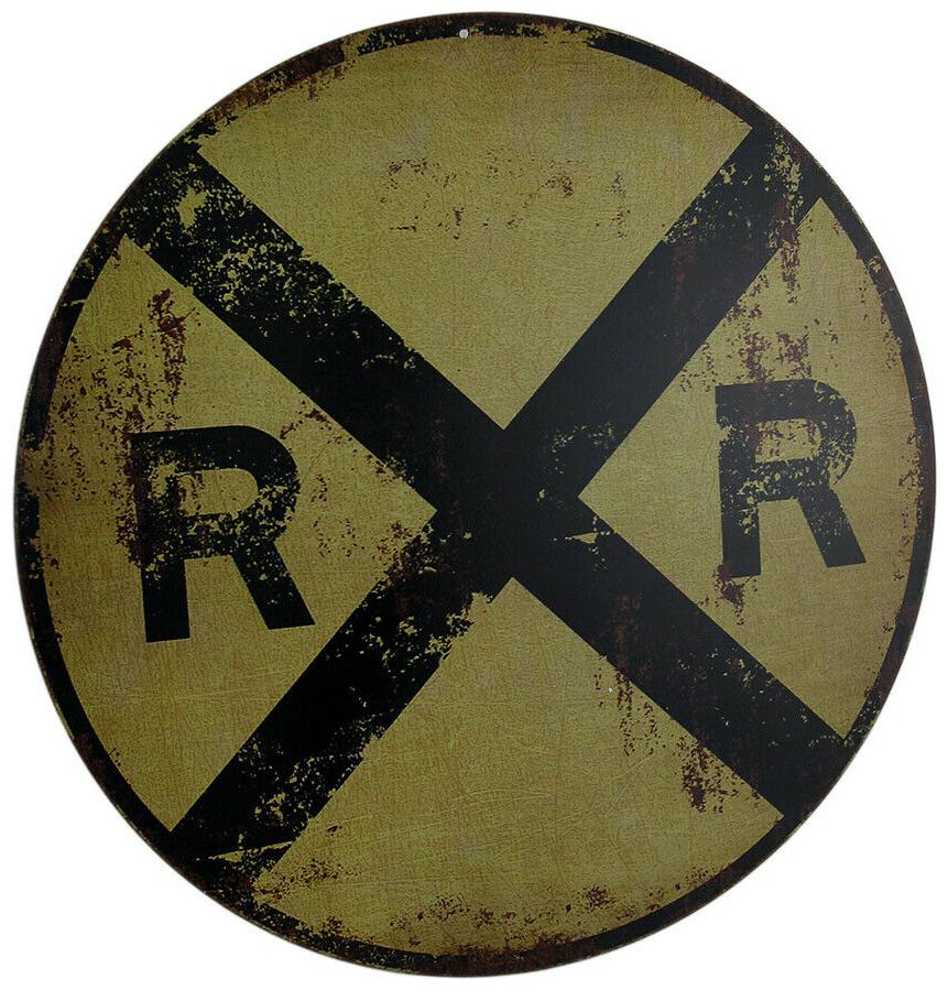 

Zeckos Vintage Finish Round RR Railroad Crossing Sign 12 Inch