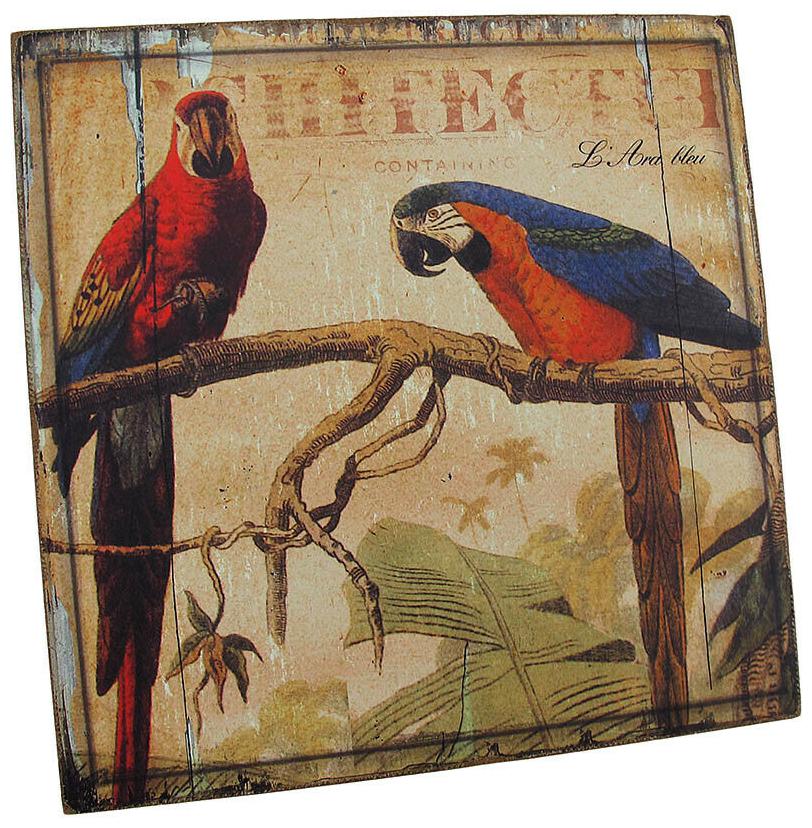 

Zeckos Weathered Look Wooden Macaw Parrot Wall Plaque