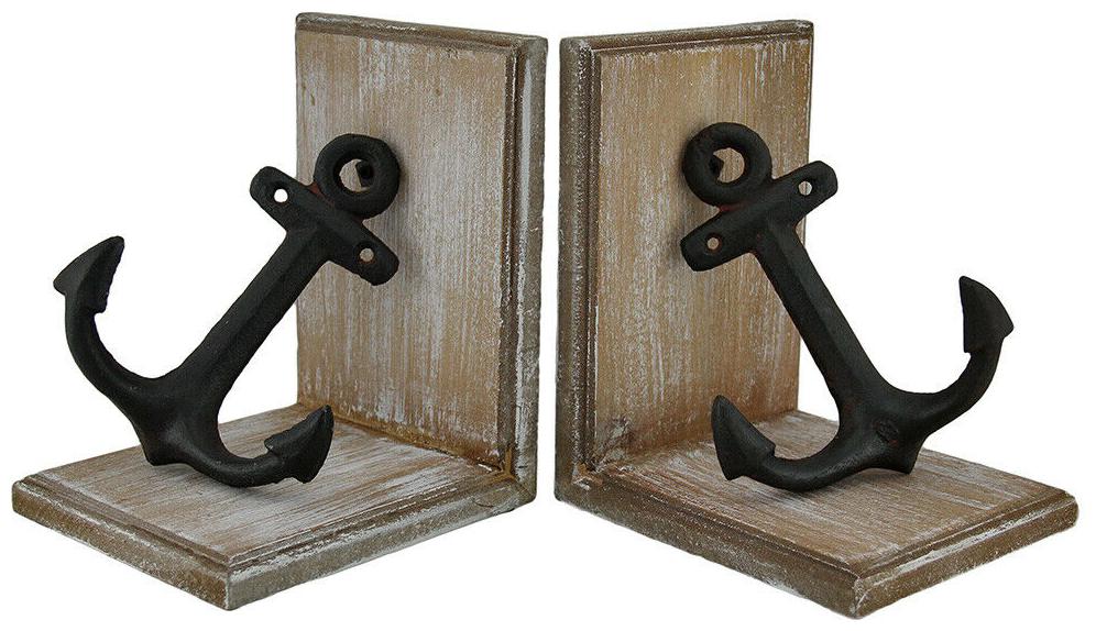 

Zeckos Wood and Cast Iron Nautical Anchor Decorative Bookend Set of 2