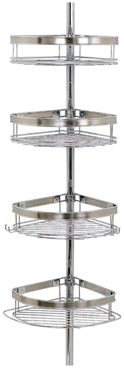 

Zenna Home Tension Corner Pole Caddy Chrome