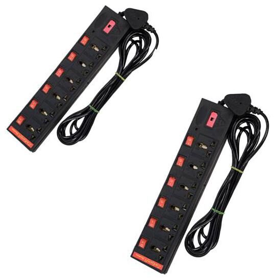 

ZUKUNFT FASHION Multi Pin Black Extension Board ( 3 5 m 6 Socket 6 Switches)