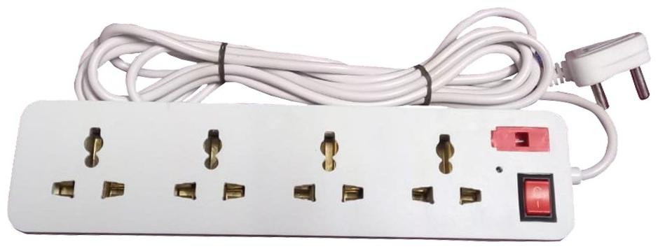 

ZUKUNFT FASHION Multi Pin White Extension Board ( 3 5 m 4 Socket 1 Switches)